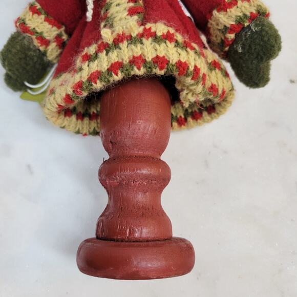 Four Star Primitive Santa Holding Star Plush 9" Wood Pedestal Handmade 2006 - Picture 5 of 16
